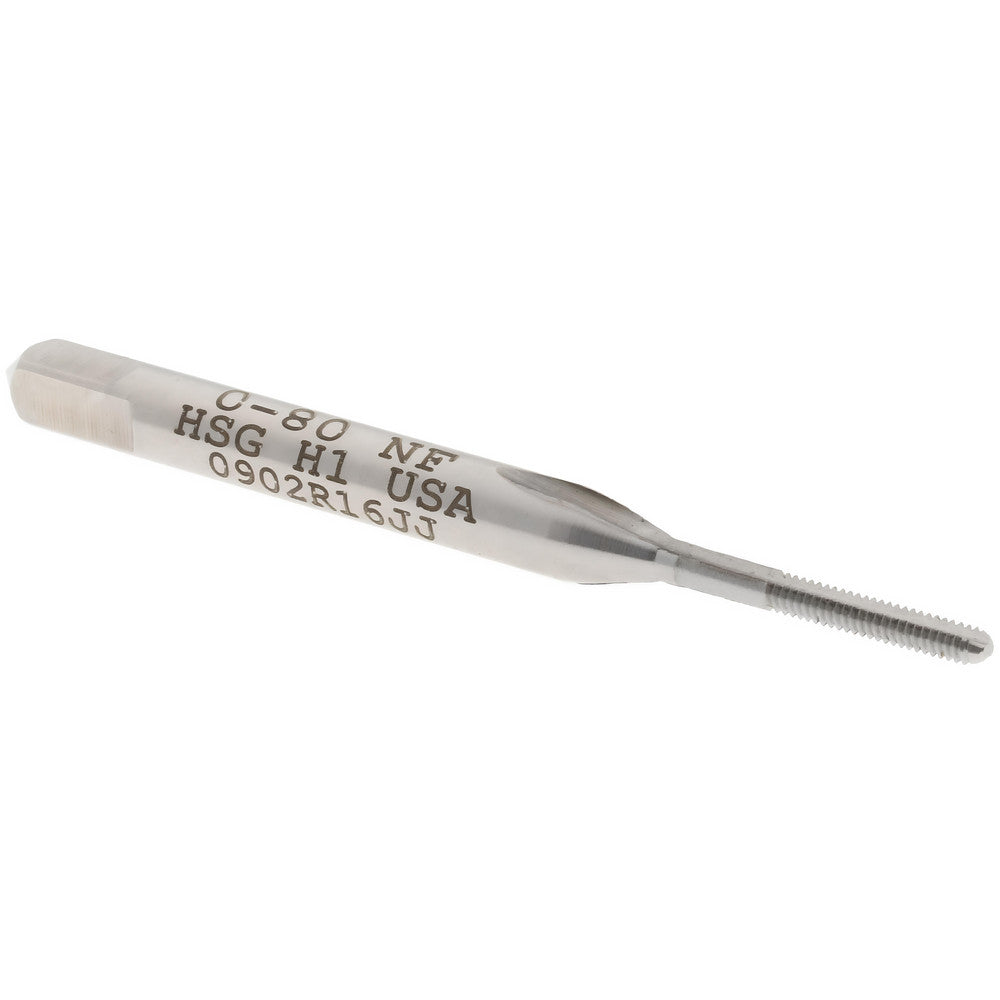 Hertel K008002AS Straight Flute Tap #0-80 UNF, 2 Flute, Bottoming Chamfer, 3B Class of Fit, High-Speed Steel, Bright/Uncoated Finish