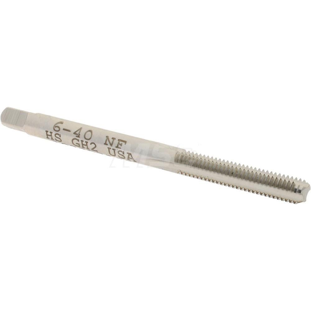 Hertel K008173AS Straight Flute Tap #6-40 UNF, 3 Flute, Bottoming Chamfer, 2B & 3B Class of Fit, High-Speed Steel, Bright/Uncoated Finish