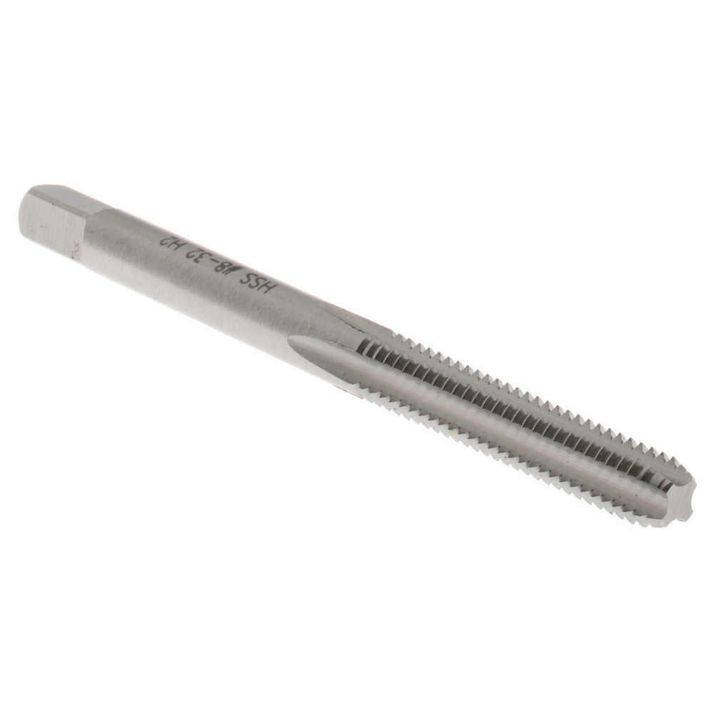 Hertel K008186AS Straight Flute Tap #8-32 UNC, 4 Flute, Bottoming Chamfer, 3B Class of Fit, High-Speed Steel, Bright/Uncoated Finish