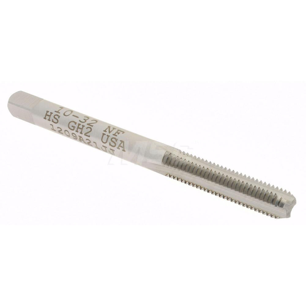 Hertel K008264AS Straight Flute Tap #10-32 UNF, 3 Flute, Bottoming Chamfer, 3B Class of Fit, High-Speed Steel, Bright/Uncoated Finish