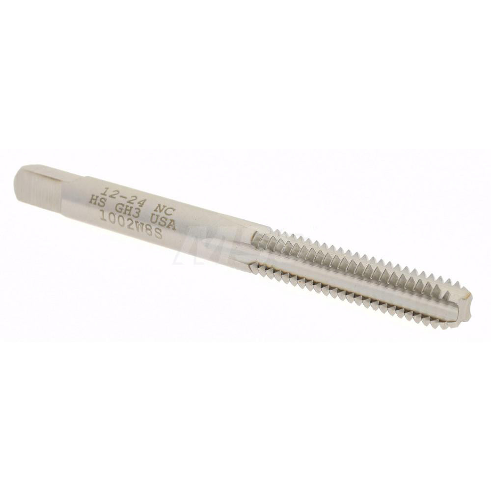 Hertel K008295AS Straight Flute Tap #12-24 UNC, 4 Flute, Bottoming Chamfer, 2B & 3B Class of Fit, High-Speed Steel, Bright/Uncoated Finish