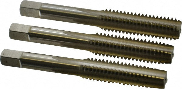 Hertel K008927AS Tap Set 7/16-14 UNC, 4 Flute, High Speed Steel, Bright Finish