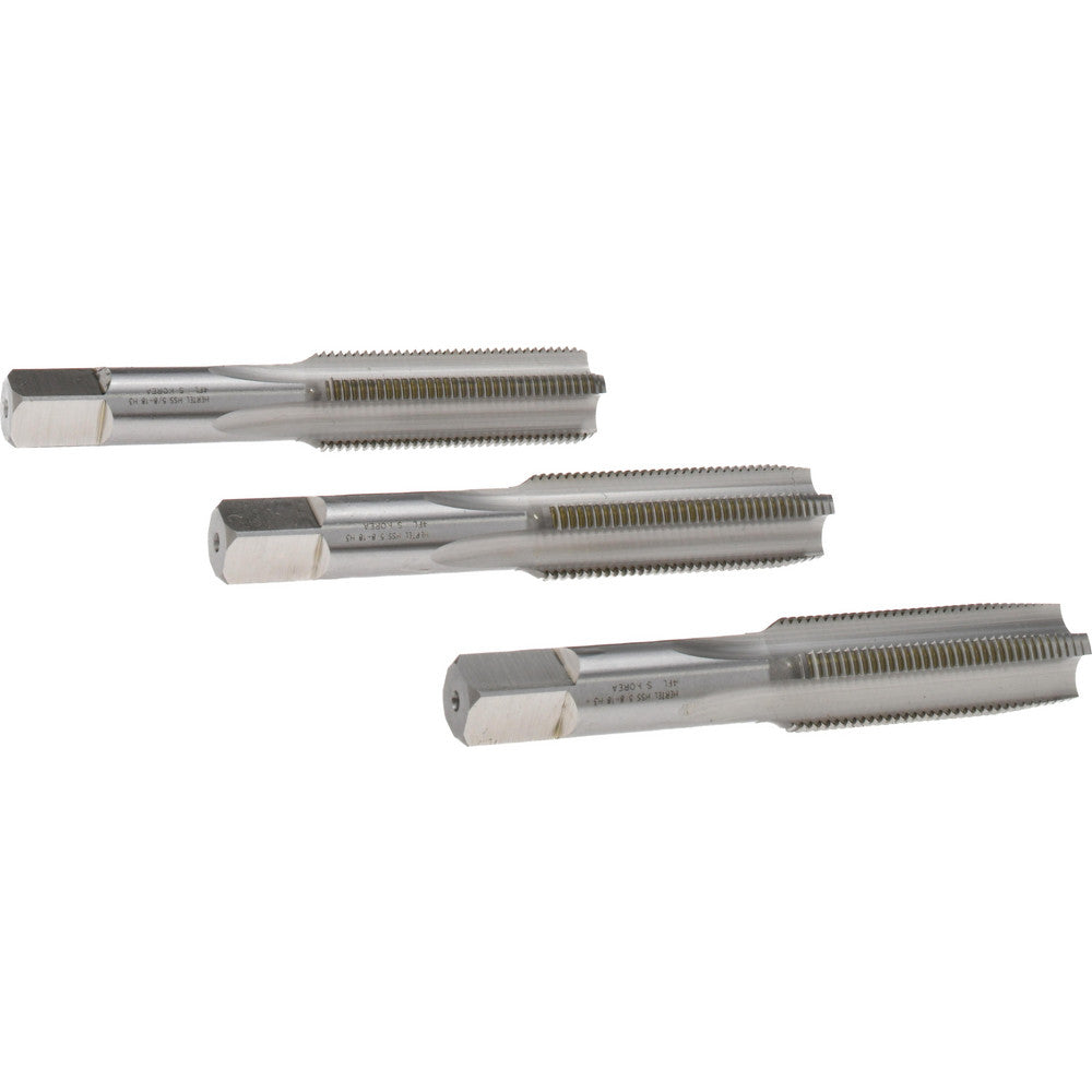 Hertel K008934AS Tap Set 5/8-18 UNF, 4 Flute, High Speed Steel, Bright Finish