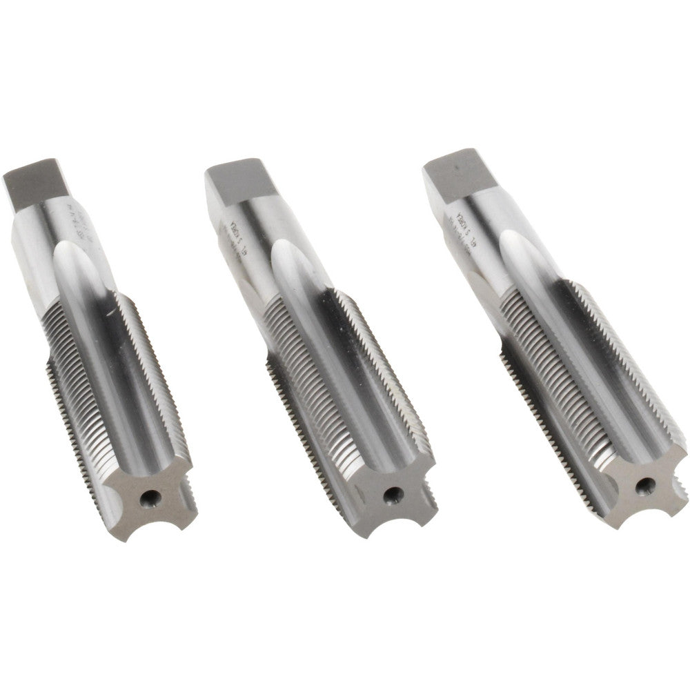 Hertel K008940AS Tap Set 7/8-14 UNF, 4 Flute, High Speed Steel, Bright Finish