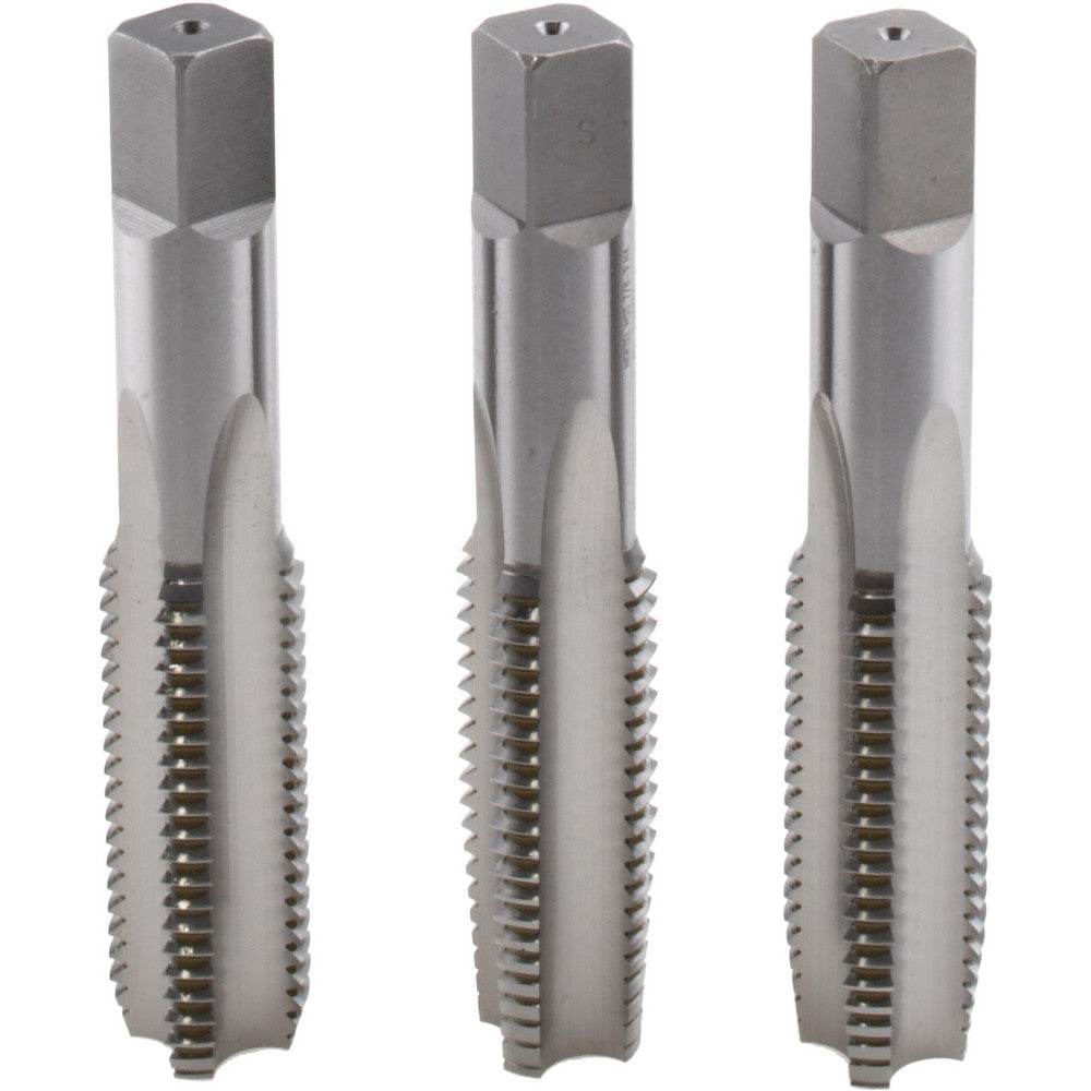 Hertel K008939AS Tap Set 7/8-9 UNC, 4 Flute, High Speed Steel, Bright Finish