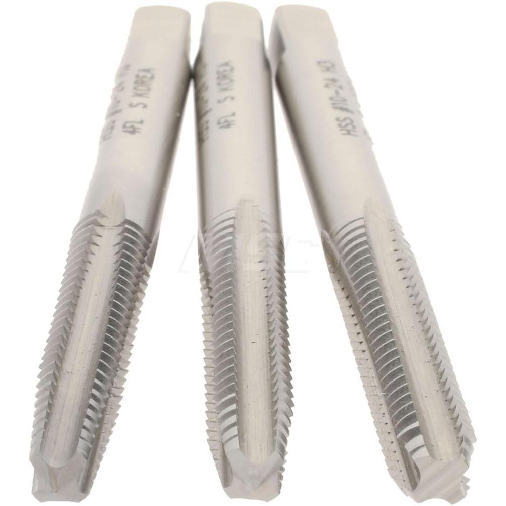Hertel K008917AS Tap Set #10-24 UNC, 4 Flute, High Speed Steel, Bright Finish