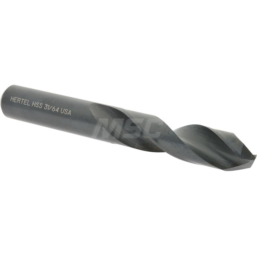 Hertel 2386076 Screw Machine Length Drill Bit 31/64" (0.4844) Dia, 135 deg, HSS