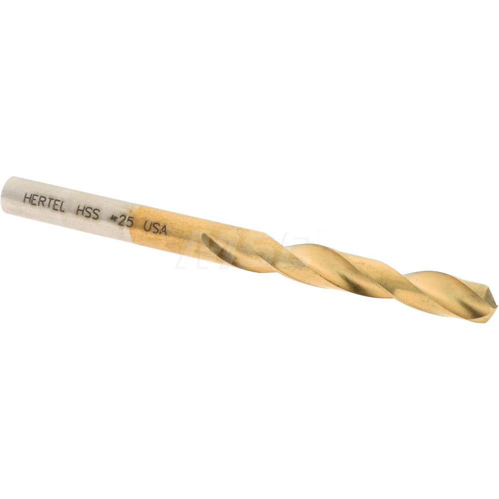 Hertel 2387421 Screw Machine Length Drill Bit #25 (0.1495) Dia, 135 deg, HSS