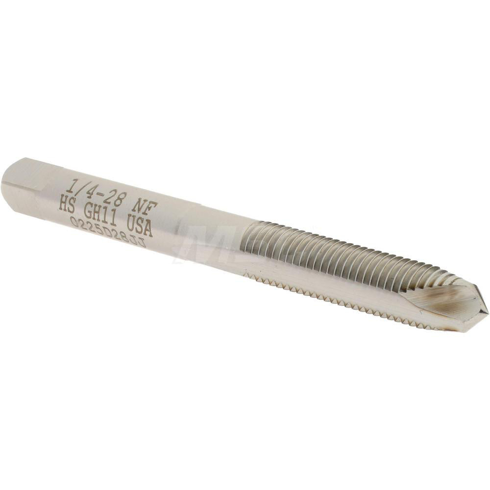 Hertel K014549AS Spiral Point Tap 1/4-28 UNF, 2 Flutes, Plug Chamfer, HSS, Bright/Uncoated Coated