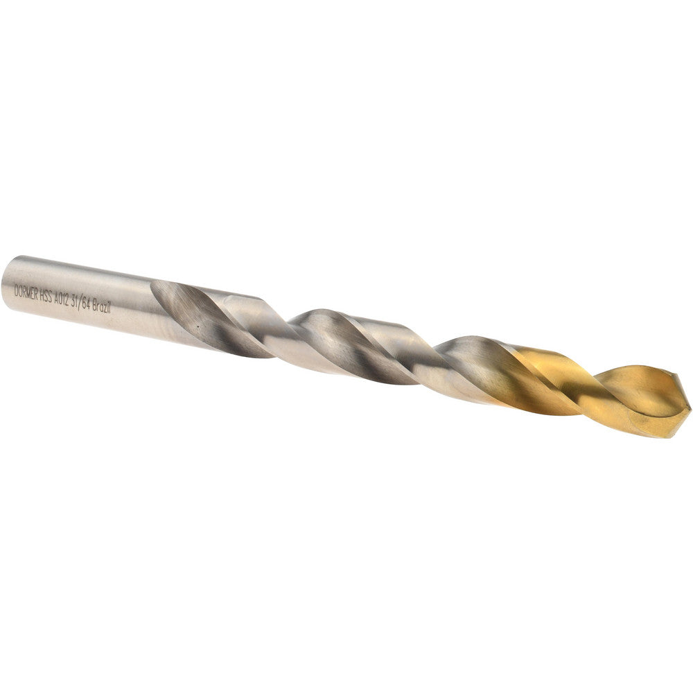 Dormer Pramet 5966643 Jobber Drill 31/64" Dia, 118 deg Point, High Speed Steel