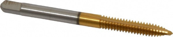 Cleveland C55308 Spiral Point Tap #10-24, UNC, 2 Flutes, Plug, 2B/3B, High Speed Steel, TiN Finish