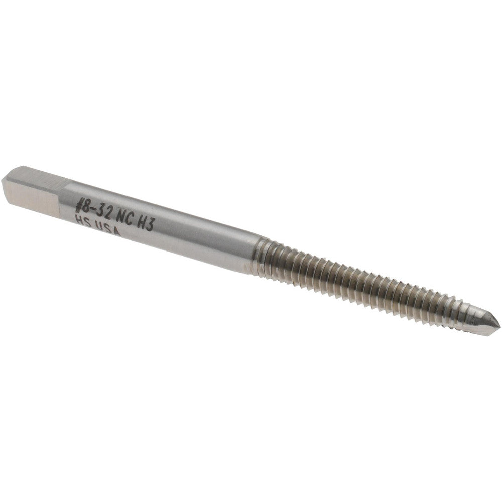 Cle-Line C62154 Spiral Point Tap #8-32 UNC, 2 Flutes, Plug Chamfer, 2B Class of Fit, HSS, Bright/Uncoated Coated