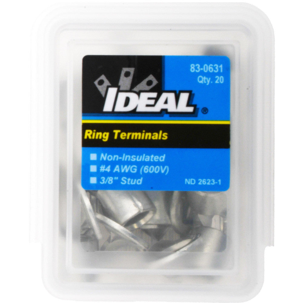Ideal 83-0631 Circular Ring Terminal Non-Insulated, 4 AWG, Crimp Connection