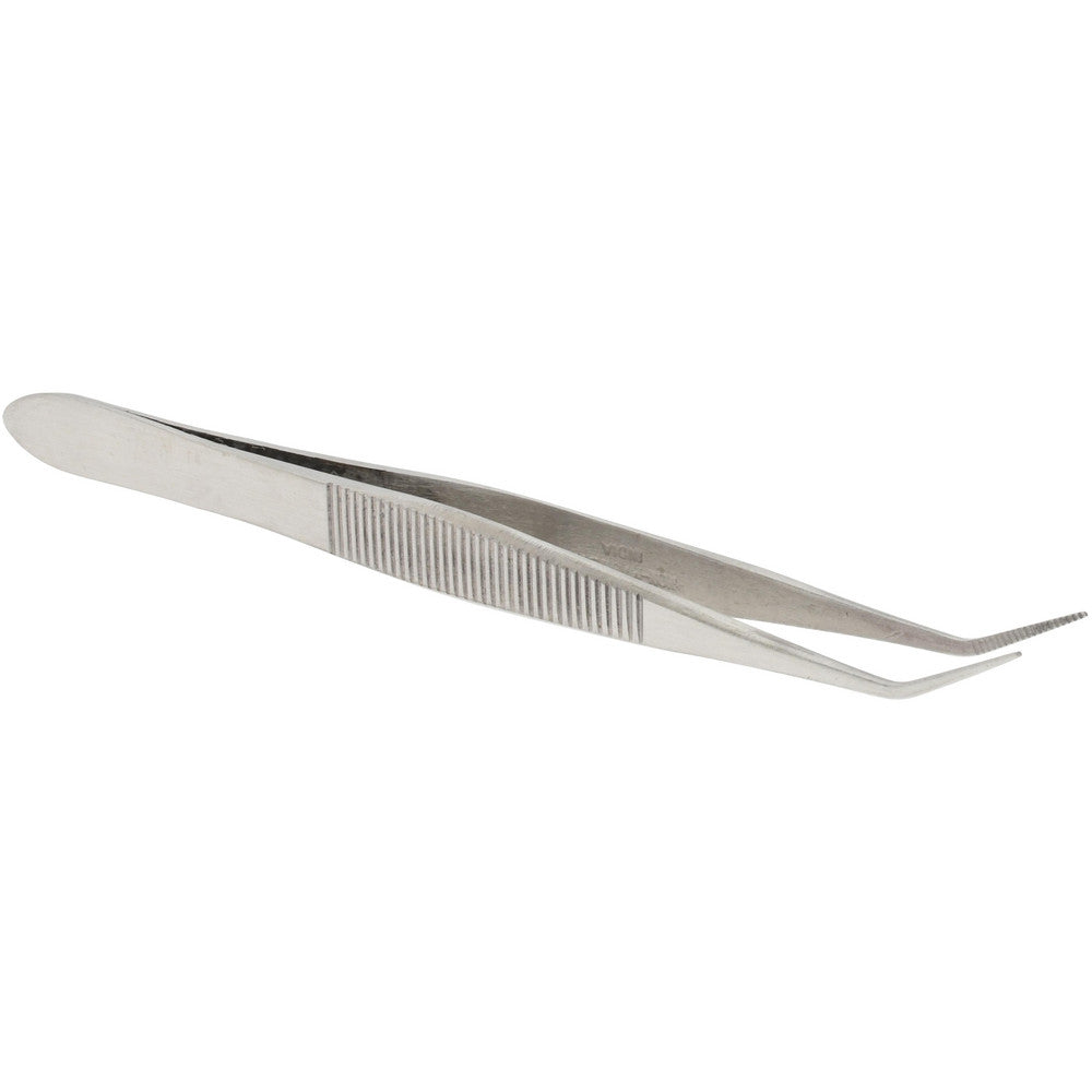 Value Collection 11035-SA Assembly Tweezer Stainless Steel, Short Bent Point & Serrated Body & Edge Tip, 4-11/32" OAL