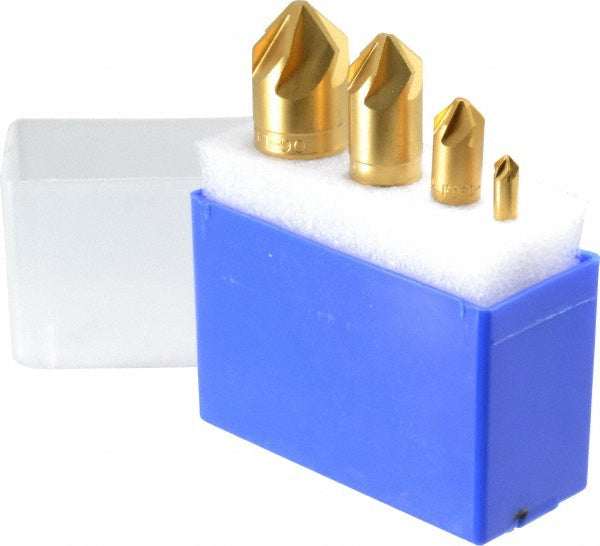 M.A. Ford 79T000013 Countersink Set 4 Pc, 1/4 to 1" Head Dia, 6 Flute, 90 ° Included Angle