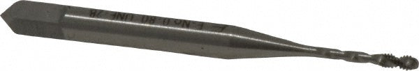 Emuge BU513500.5033 Spiral Flute Tap #0-80 UNF, 2 Flutes, Bottoming, 2B Class of Fit, Cobalt, Bright/Uncoated