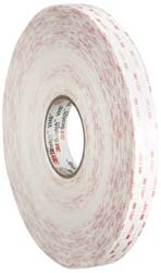 3M 7000028871 White Double-Sided Acrylic Foam Tape 1" Wide, 36 yd Long, 45 mil Thick, Acrylic Adhesive