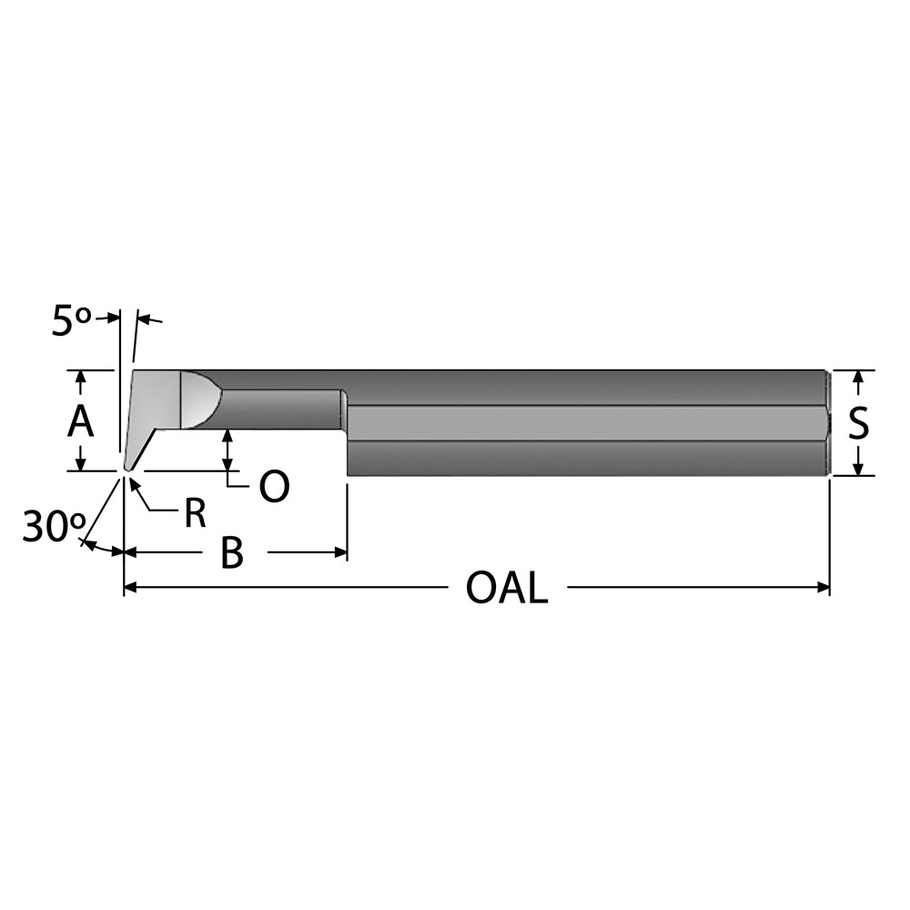 Scientific Cutting Tools, Inc. PB120500 Profile Boring Bar 0.12" Min Bore, 1/2" Max Depth, Right Hand Cut, Submicron Solid Carbide