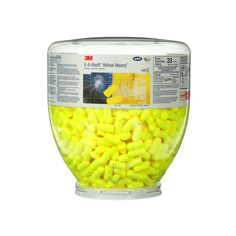 3M 7000002305 Earplug Dispenser Refill 500Pr, Foam, Taper End Shape, 33dB