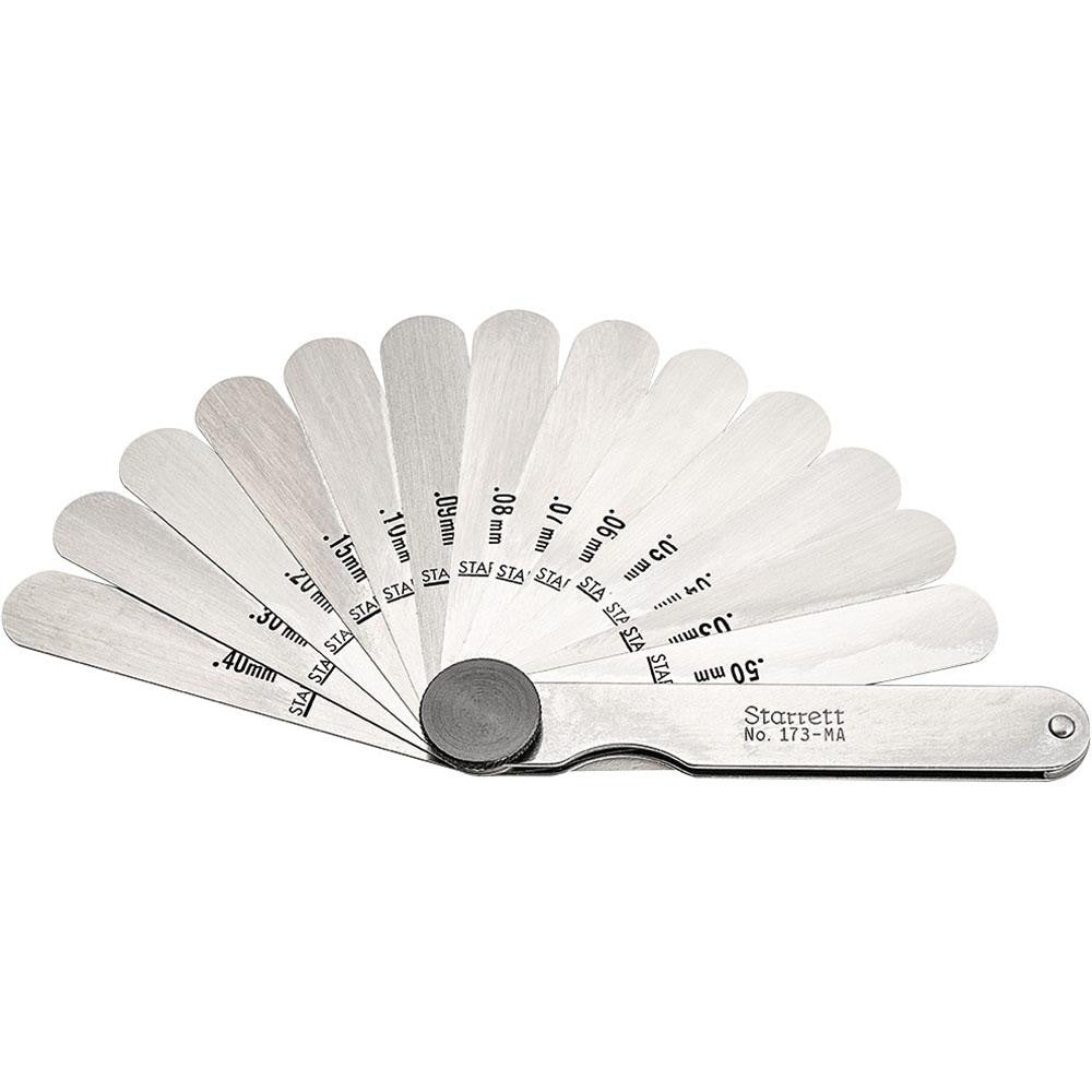 Starrett 57086 13 Piece, 0.03 to 0.5mm Parallel Feeler Gage Set