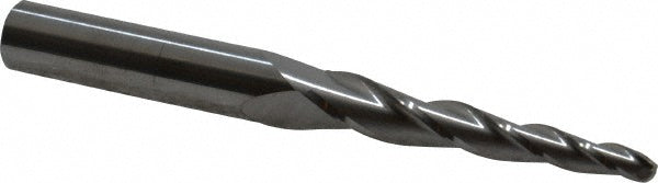 Kyocera SGS Precision Tools 32422 Tapered End Mill 3 deg Angle per Side, 5/32" Small Dia, 1-3/4" LOC, 3 Flute, Solid Carbide, Ball End