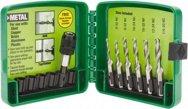 Greenlee DTAPKIT #6-32 to 1/4-20 UNC, 2-1/4" Overall Length, 1-1/4" Drill Length, High Speed Steel Combination Drill and Tap Set