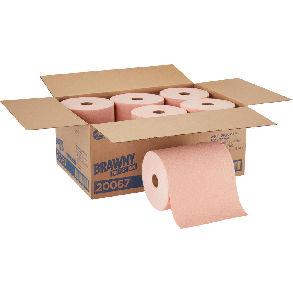 Brawny Professional 20067 D400 Disposable Shop Towel Refills For 59465" Dispenser, Orange