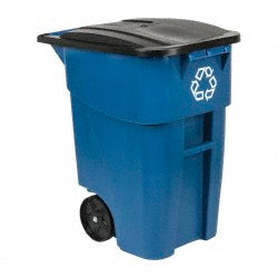 Rubbermaid FG9W2773BLUE Rollout Trash/Garbage Can/Bin with Wheels, 50 Gal, Blue