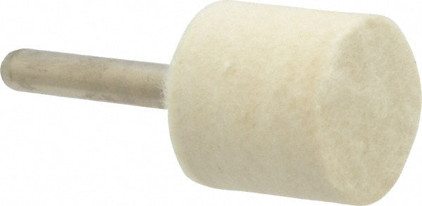 Divine Brothers B11-M Mounted Polishing Bob Cylinder Shape, 1" Max Dia, 1/4" Shank Dia, Wool Felt