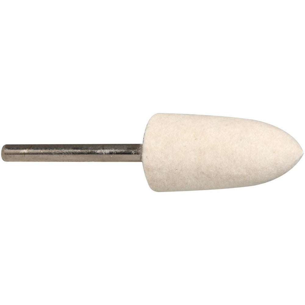 Divine Brothers SB3A-H Mounted Polishing Bob Bullet Shape, 1/2" Max Dia, 1/8" Shank Dia, Wool Felt