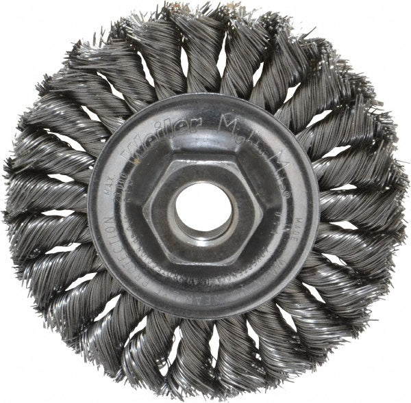 Weiler 94638 Wheel Brush 4" Wheel Dia, 1/2" Face Width, 0.0140" Wire Dia, Knotted