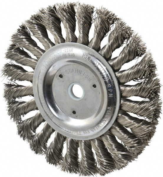 Weiler 94645 Wheel Brush 6" Wheel Dia, 1/2" Face Width, 0.0160" Wire Dia, Knotted