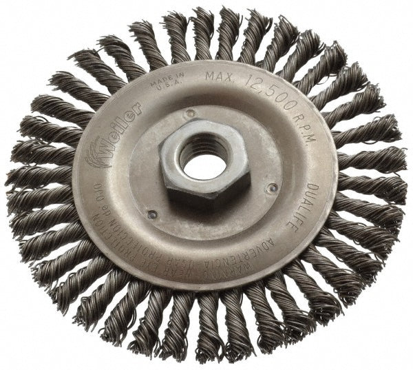 Weiler 94660 Wheel Brush 5" Wheel Dia, 3/16" Face Width, 0.0200" Wire Dia, Knotted