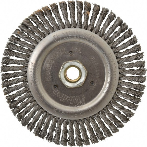 Weiler 94664 Wheel Brush 6" Wheel Dia, 3/16" Face Width, 0.0200" Wire Dia, Knotted