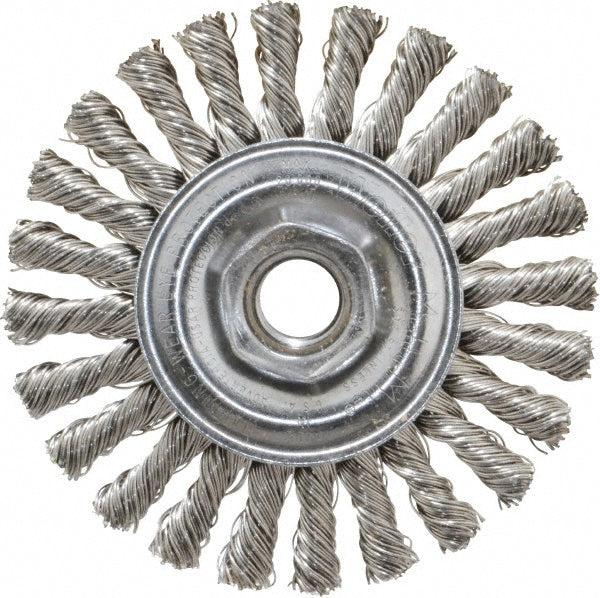 Weiler 94674 Wheel Brush 4" Wheel Dia, 1/4" Face Width, 0.0200" Wire Dia, Knotted