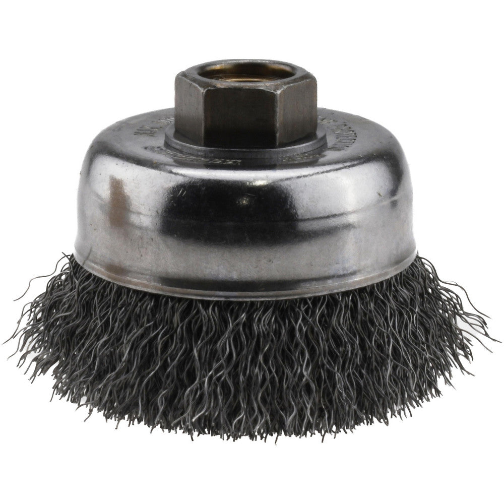 Weiler 93643 Cup Brush 3" Dia, 0.0140" Wire Dia, Steel, Crimped