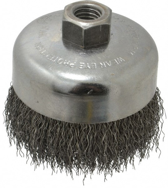 Weiler 93652 Cup Brush 4" Dia, 0.014" Wire Dia, Steel, Crimped