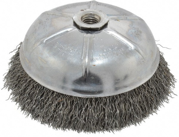Weiler 93657 Cup Brush 6" Dia, 0.02" Wire Dia, Steel, Crimped
