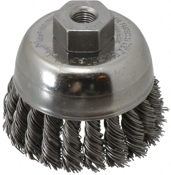 Weiler 94685 Cup Brush 2-3/4" Dia, 0.0200" Wire Dia, Steel, Knotted