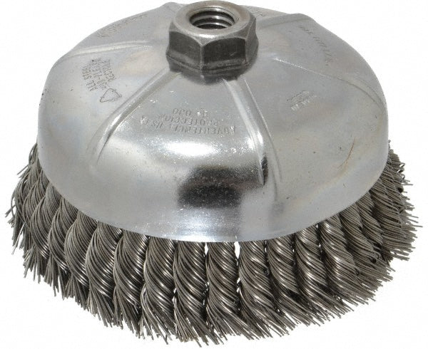 Weiler 94704 Cup Brush 6" Dia, 0.023" Wire Dia, Steel, Knotted
