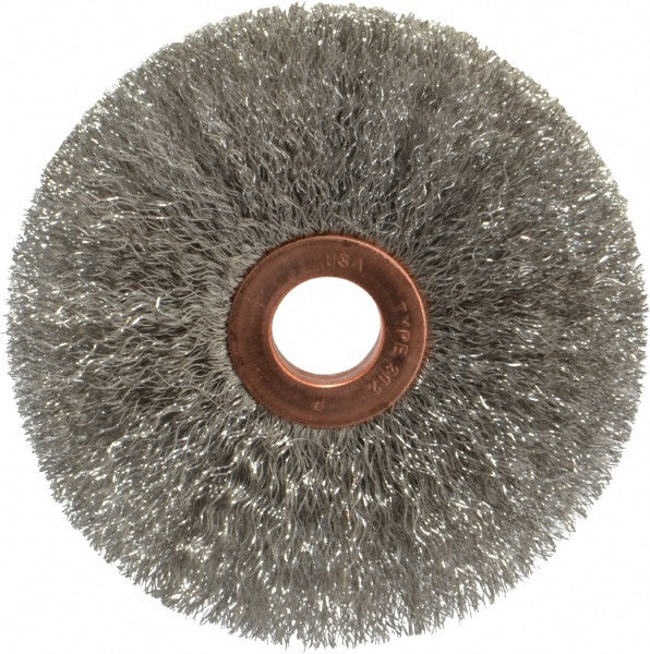 Weiler 93665 Wheel Brush 3" Wheel Dia, 5/8" Face Width, 0.0060" Wire Dia, Crimped
