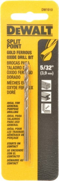 DeWALT DW1910 Mechanics Drill Bit 0.1562" Dia, 135°, Cobalt, Straight-Cylindrical Shank, Split Point