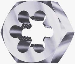 Cle-Line C65625 Hex Rethreading Die 1-1/8-7, 1" Thick, Right Hand, 2" Hex, Carbon Steel