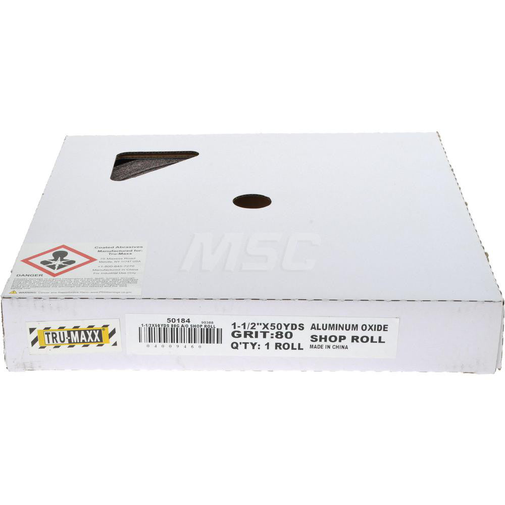 Tru-Maxx 50184 1-1/2" x 50 Yd 80 Grit Aluminum Oxide Shop Roll