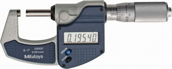 Mitutoyo 293-832-32 Electronic Outside Micrometer 1" Max, Solid Carbide Face
