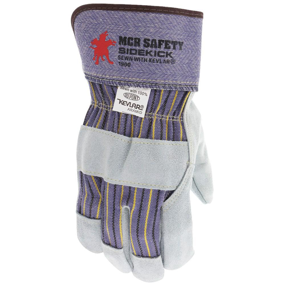 MCR Safety 1900L Work Gloves Bulls Eye® 1900, Size Large, Cowhide Leather Lined, Cowhide Leather, General Purpose