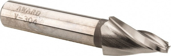 AWARD CUTTER CO., INC. V-304 Tapered End Mill 15 deg Angle per Side, 3/16" Small Dia, 1" LOC, 3 Flute, High Speed Steel, Square End
