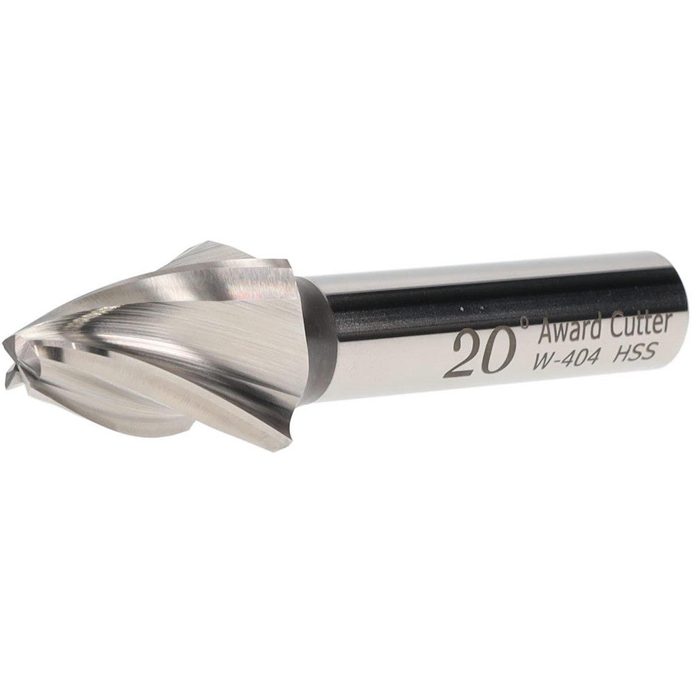 AWARD CUTTER CO., INC. W-404 Tapered End Mill 20 deg Angle per Side, 1/4" Small Dia, 1" LOC, 4 Flute, High Speed Steel, Square End