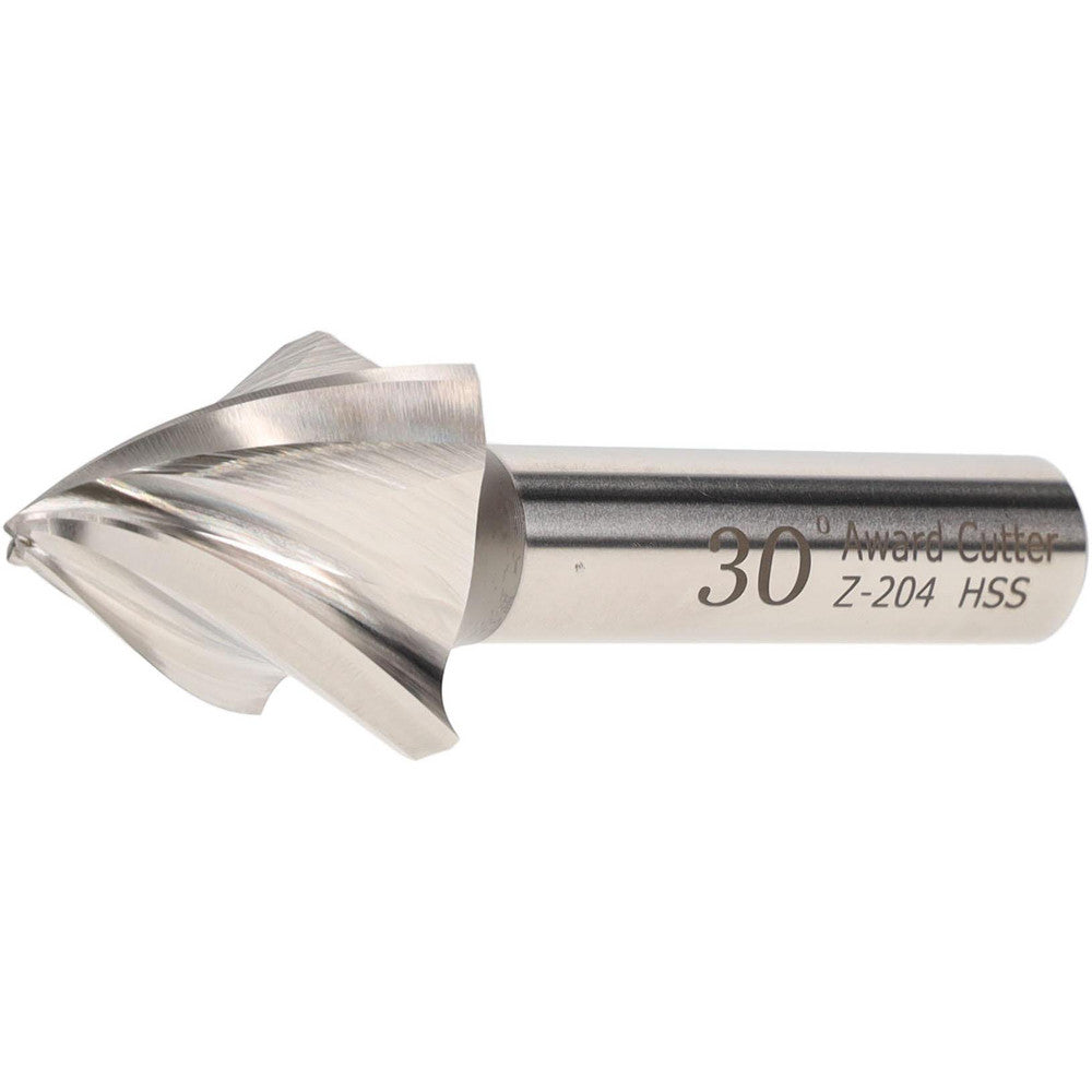 AWARD CUTTER CO., INC. Z-204 Tapered End Mill 30 deg Angle per Side, 1/8" Small Dia, 1" LOC, 4 Flute, High Speed Steel, Square End