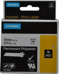 Rhino 18484 Permanent Polyester Tape 18', White